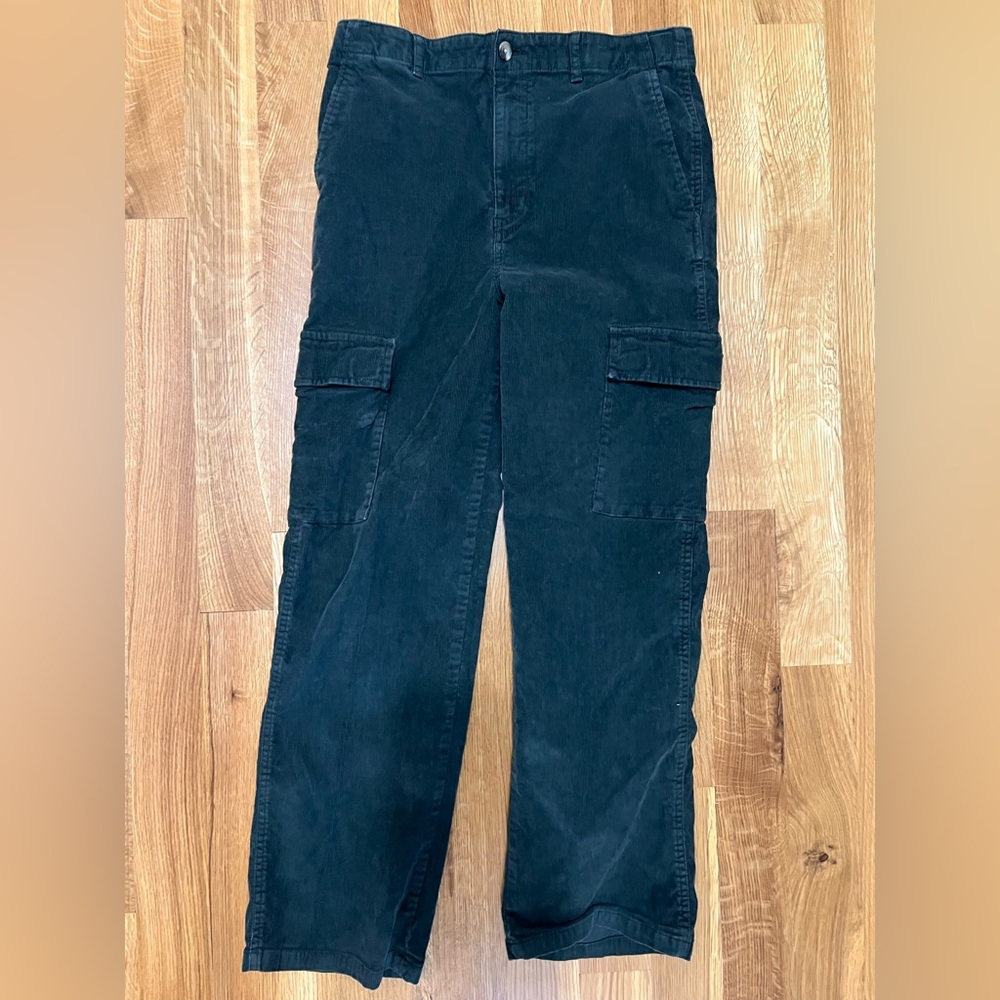 Old Navy Forest Green Cargo Corduroy Baggy Pants Boys Size 16